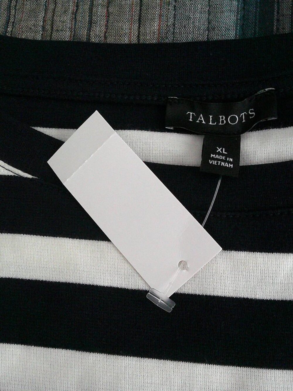 Talbots black and white striped front tie  designer top NEW Size XL - Picture 3 of 4